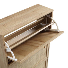 Rattan Shoe Cabinet - Natural Finish 3- Tier