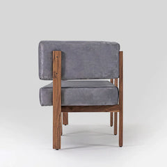 Classic Sheesham Solid Wood and Fabric Grey 3 Seater Sofa