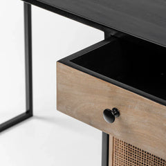 Modern Rattan Mango Solid Wood Iron Study Table