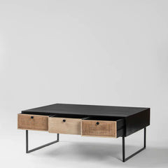 Classic Rattan Sheesham Solid Wood Black Finish Coffee Table