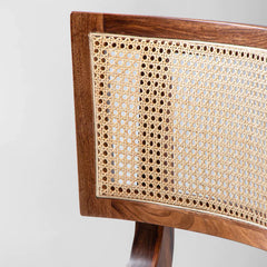Classic Rattan Sheesham Solid Wood and Fabric Dining Chair