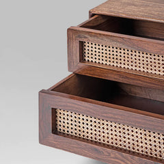 Classic Rattan Sheesham Solid Wood Brown Finish Bedside Table