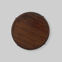 Sheesham Solid Wood Round Metal End Table