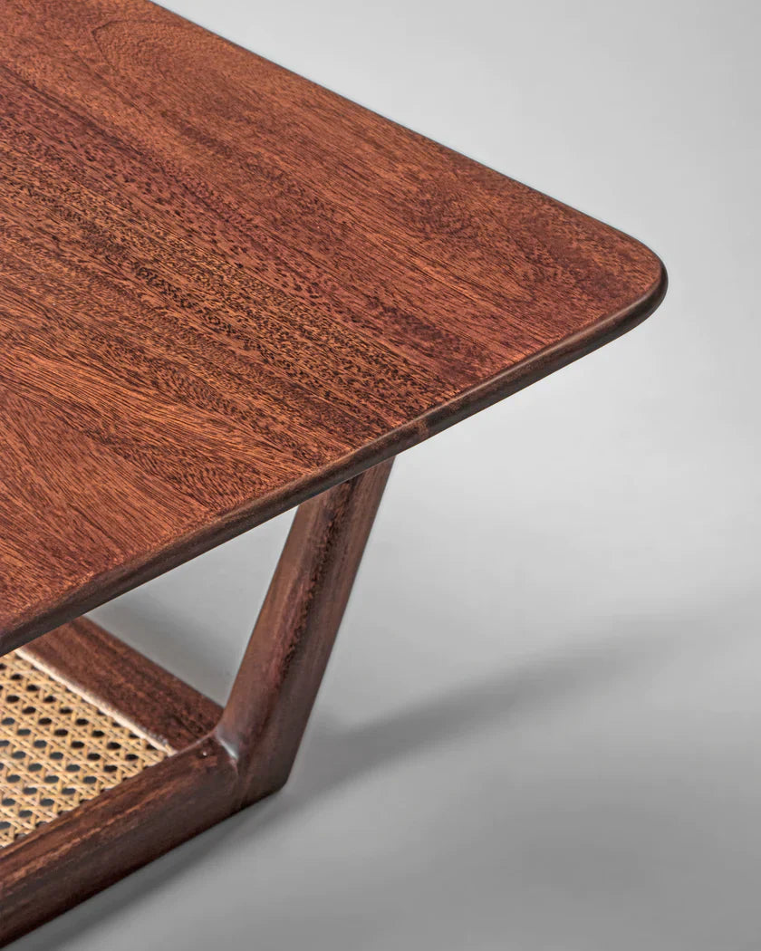 Rattan Sheesham Solid Wood Cane Coffee Table