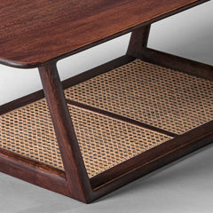 Rattan Sheesham Solid Wood Cane Coffee Table