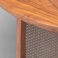 Solid Wood Rattan Coffee Table - Natural Finish