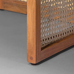 Solid Wood Rattan Coffee Table - Natural Finish