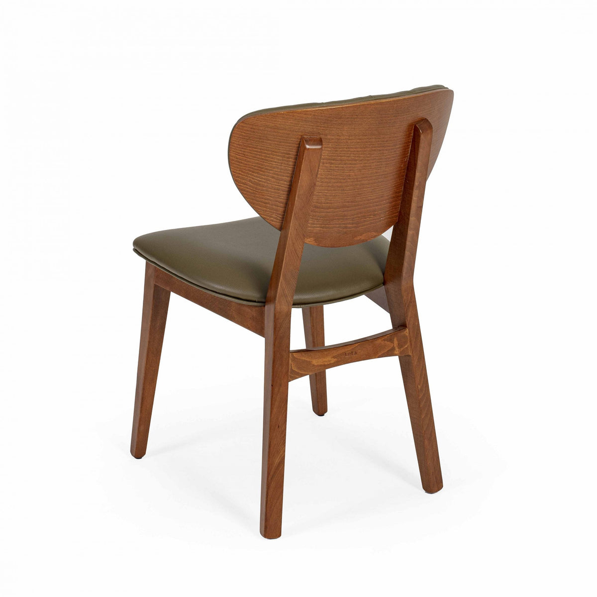 Classic Solid Wood Leather Dining Chair - Dark Green Finish