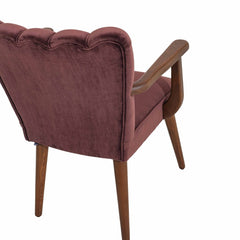 Modern & Classy Solid Wood Velvet Arm Chair - Maroon Finish