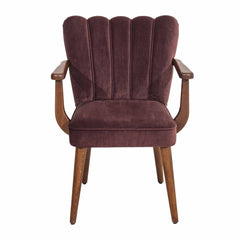 Modern & Classy Solid Wood Velvet Arm Chair - Maroon Finish