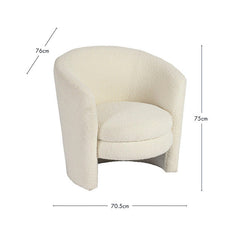Kids Sofa Chair In White Boucle Fabric