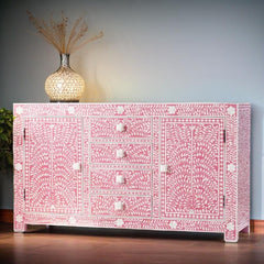 Bone Inlay Pink Floral Sideboard
