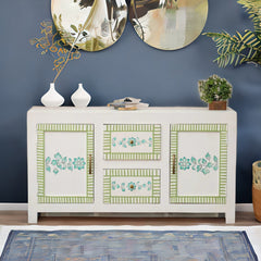 Jaipuri Hand Painted Floral Living Room Cabinet