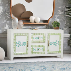 Jaipuri Hand Painted Floral Living Room Cabinet