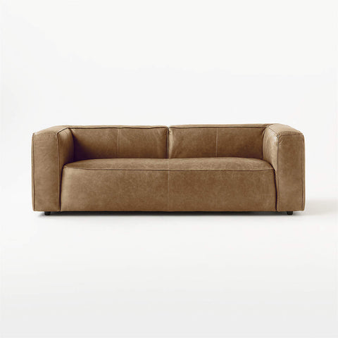 Modern Saddle Brown Leather Sofa