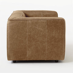 Modern Saddle Brown Leather Sofa