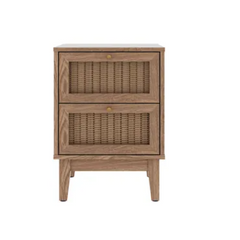 Modern Rattan Mango Wood Bedside Table