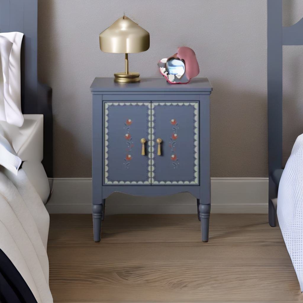 Modern Mango Wood Bed Side Table Hand Craved