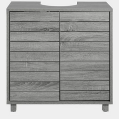 Modern Acacia Wood Cabinet Grey