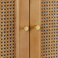 Modern Rattan Mango Wood Wardrobe