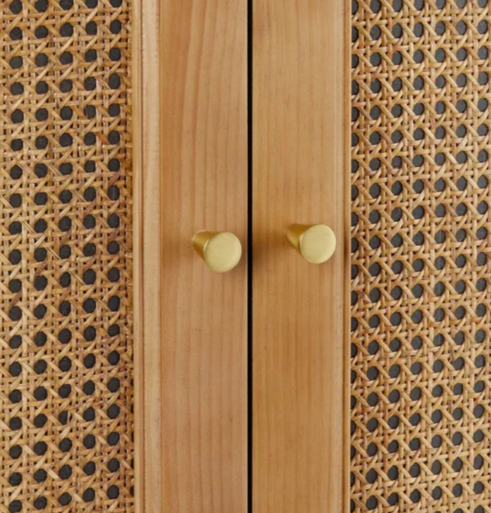 Modern Rattan Mango Wood Wardrobe