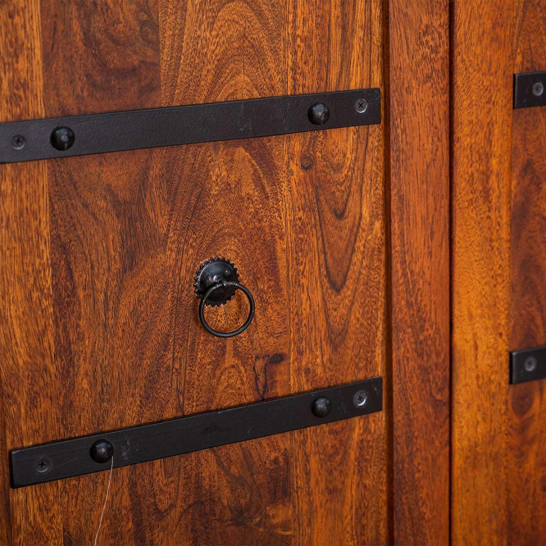 Colonial Acacia Wood Natural Finish Bar Cabinet