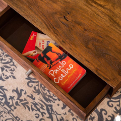 Acacia Wood Retro Coffee Table with 2 Drawers