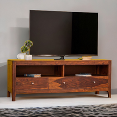 Sheesham Wood 3 Drawers Cabinet and 2 Open Dash TV Unit