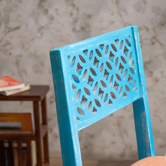 Colonial Acacia Wood Bar Chair | Blue Finish