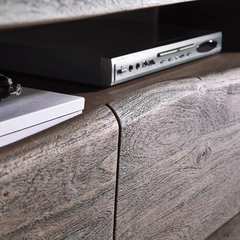 Wooden Media Cabinet 4 Drawers and 2 Open Shelves