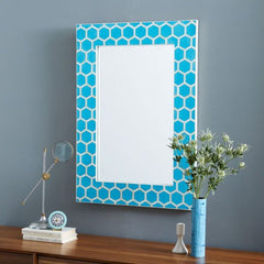 Bone Inlay Hallway Mirror - Honeycomb Pattern