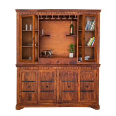 Colonial Acacia Wood Natural Finish Bar Cabinet