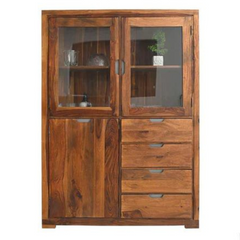 Classic Sheesham Wood Natural Finish Bar Cabinet