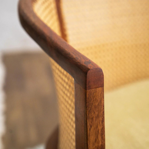 Rattan Colonial Acacia Wood Arm Chair with Cane Work