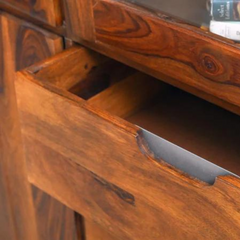 Classic Sheesham Wood Natural Finish Bar Cabinet