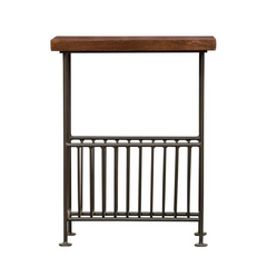 Classic Sheesham Wood Side Table with Black Iron Frame