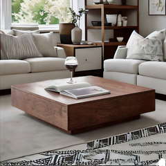Compact Sheesham Wood Natural Coffee Table
