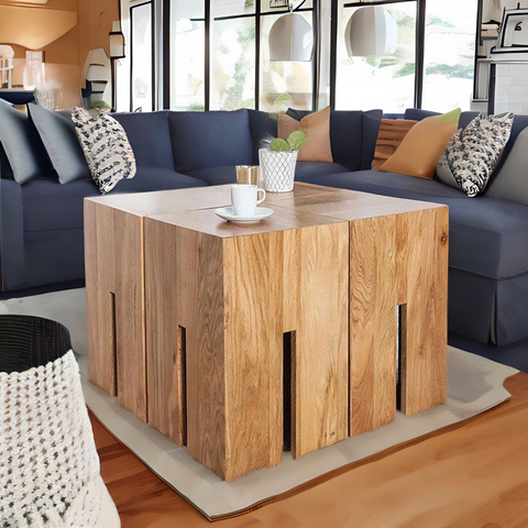 Classic Sheesham Wood Coffee Table | Side Tables Set of 4