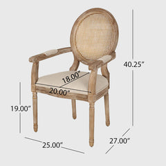 Antalya Modern Rattan Solid Mango Wood Round 4 Seater Dining Table Set