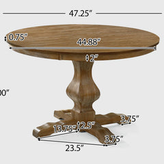 Antalya Modern Rattan Solid Mango Wood Round 4 Seater Dining Table Set