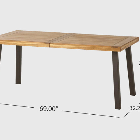 Premium Rattan Solid Wood 6 Seater Dining Table Set