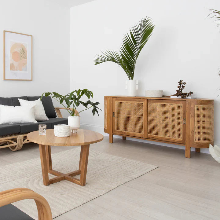Berlin Teakwood Rattan Sideboard