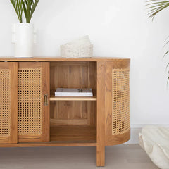 Berlin Teakwood Rattan Sideboard