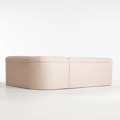 Solid Wood Modular Sofa - Light Pink