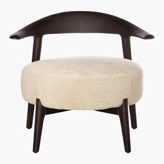 Modern Shearling Texture Wooden Accent Chair