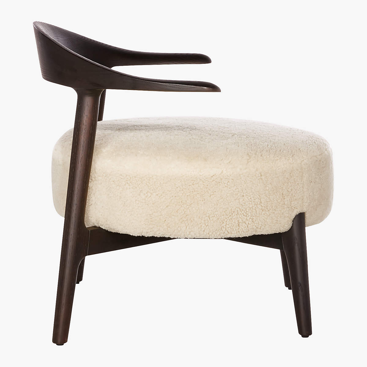 Modern Shearling Texture Wooden Accent Chair