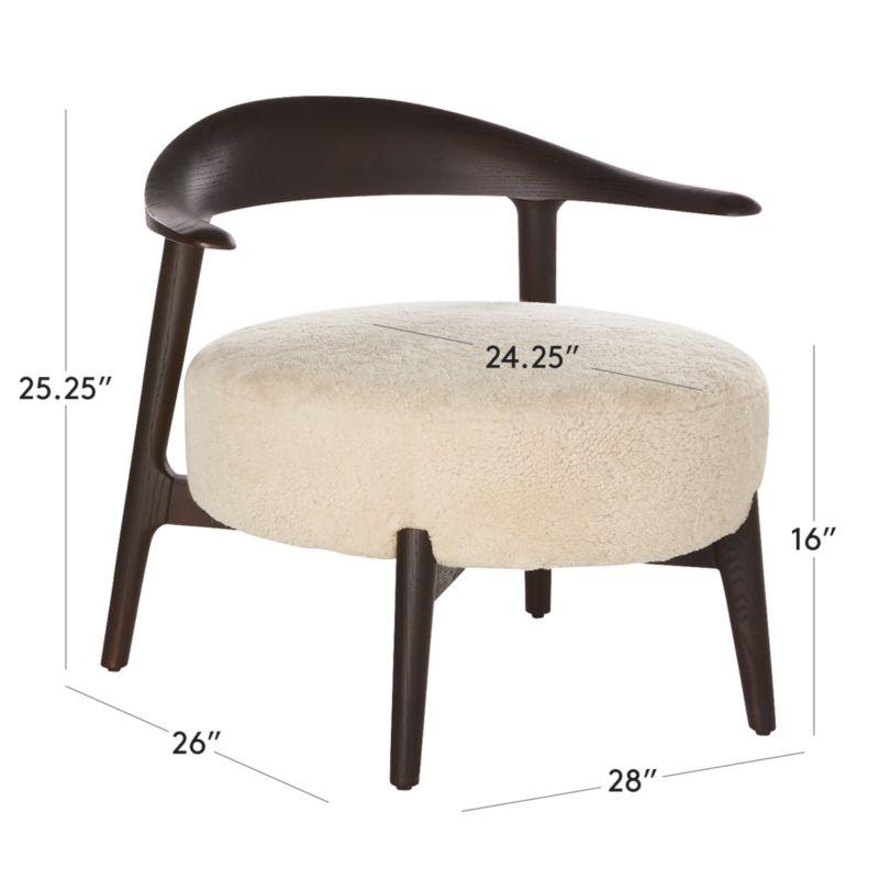Modern Shearling Texture Wooden Accent Chair