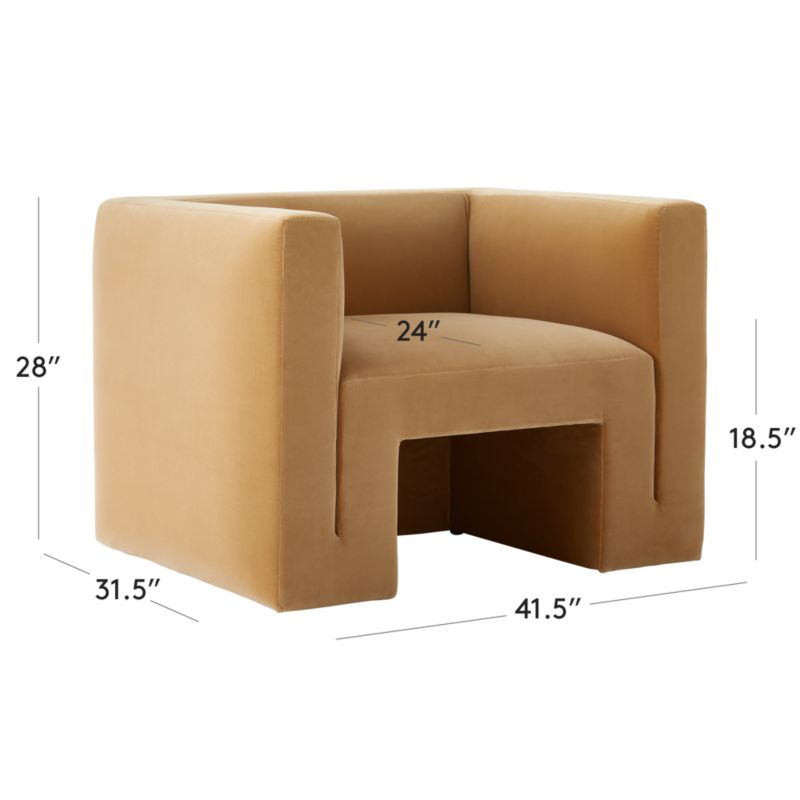 Modern Velvet Lounge Chair Color - Camel