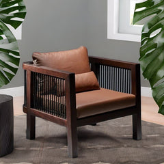 Modern Armchair In Walnut Colour