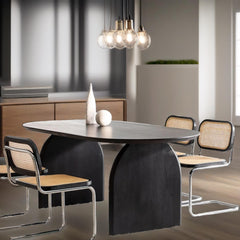 Luxury Solid Wood Curved Dining Table Set Rattan Chairs -4-seater-6-seater-all-sizes